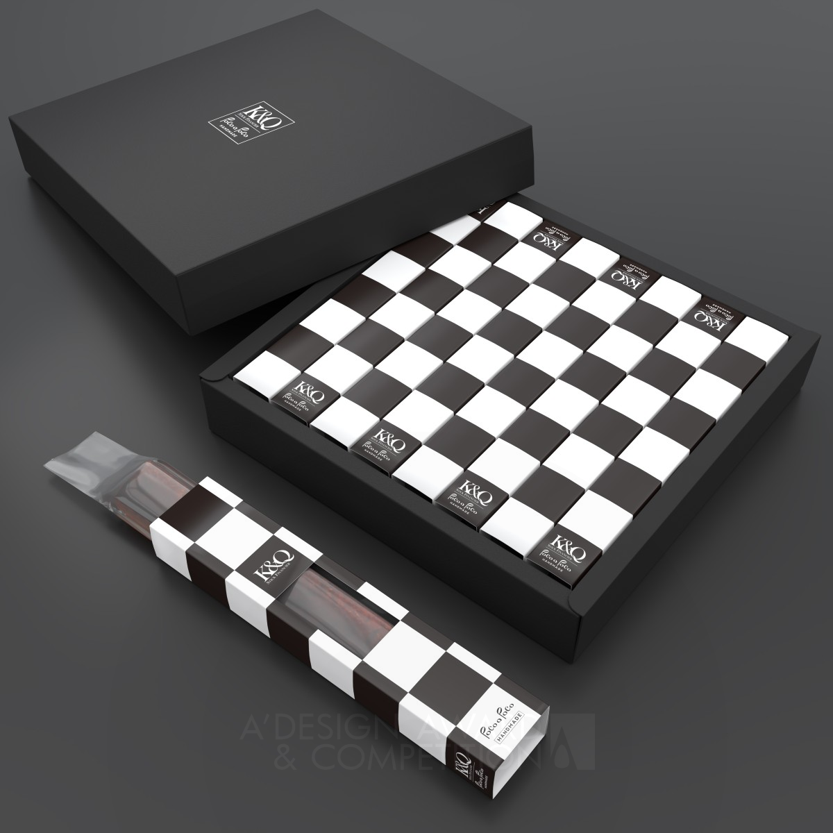 K&Q Chess stick cake packaging by Kazuaki Kawahara Silver Packaging Design Award Winner 2018 