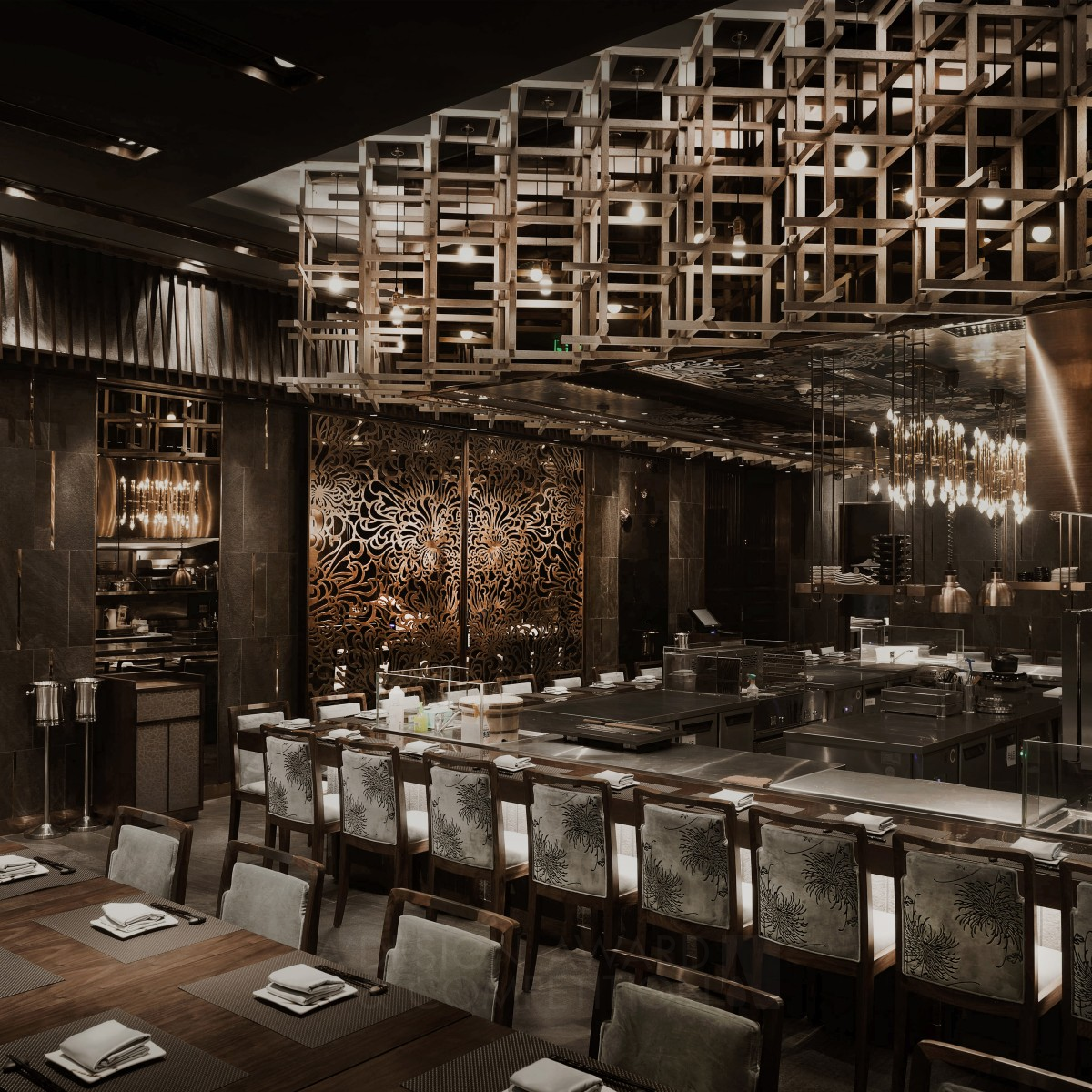 Hana Giku Japanese Restaurant  by Vincent Chi-wai Chiang Silver Interior Space and Exhibition Design Award Winner 2018 