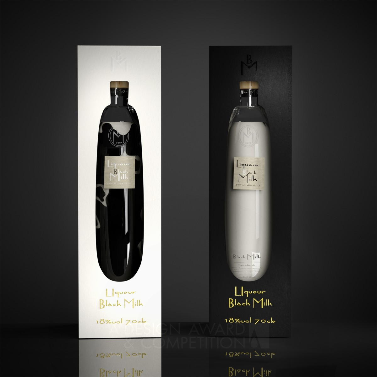 Liqueur Black Milk Packaging by Kashkovskaya Oksana Silver Packaging Design Award Winner 2018 