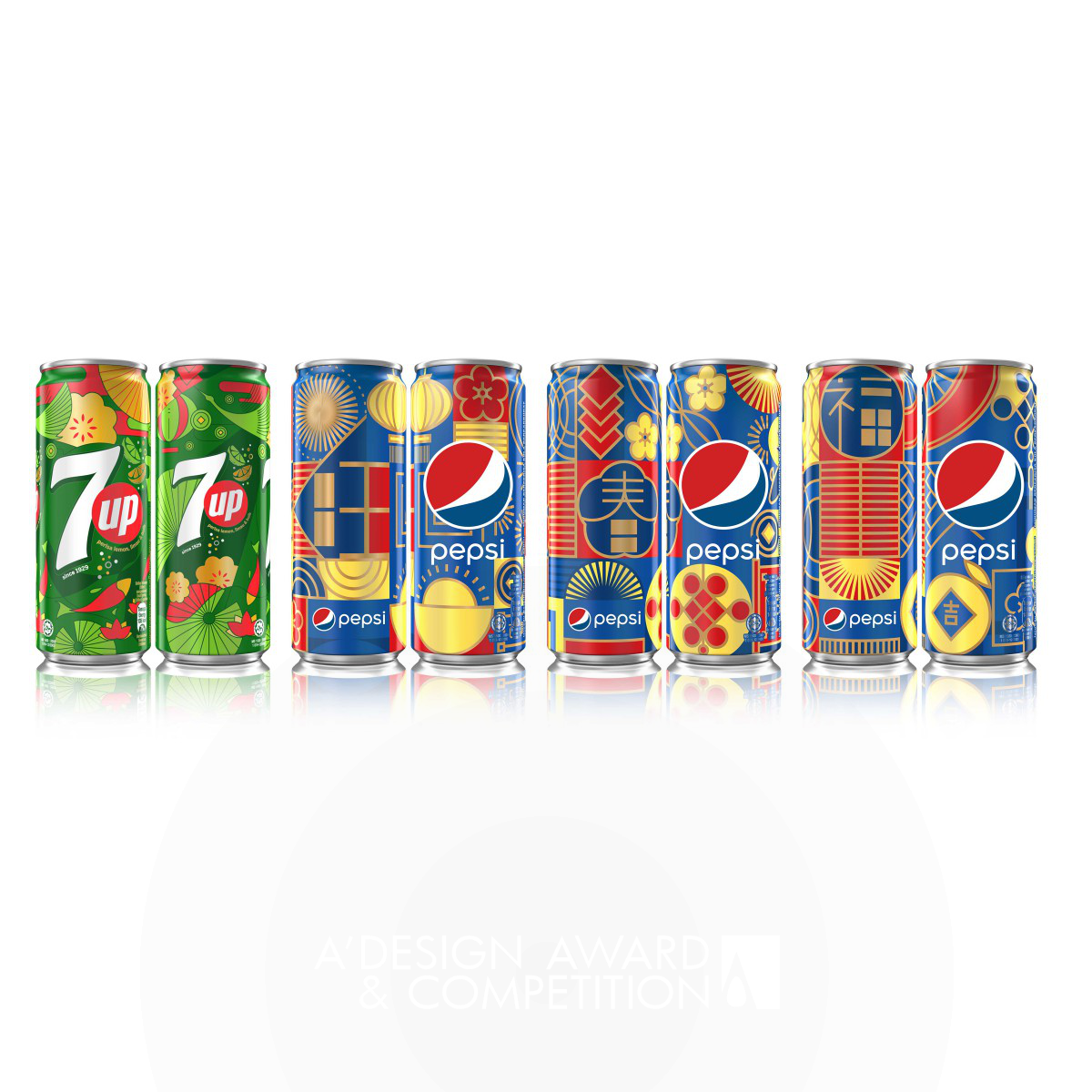 Pepsi x 7Up Chinese New Year LTO Cans Brand Packaging by PepsiCo Design & Innovation Golden Food, Beverage and Culinary Arts Design Award Winner 2018 