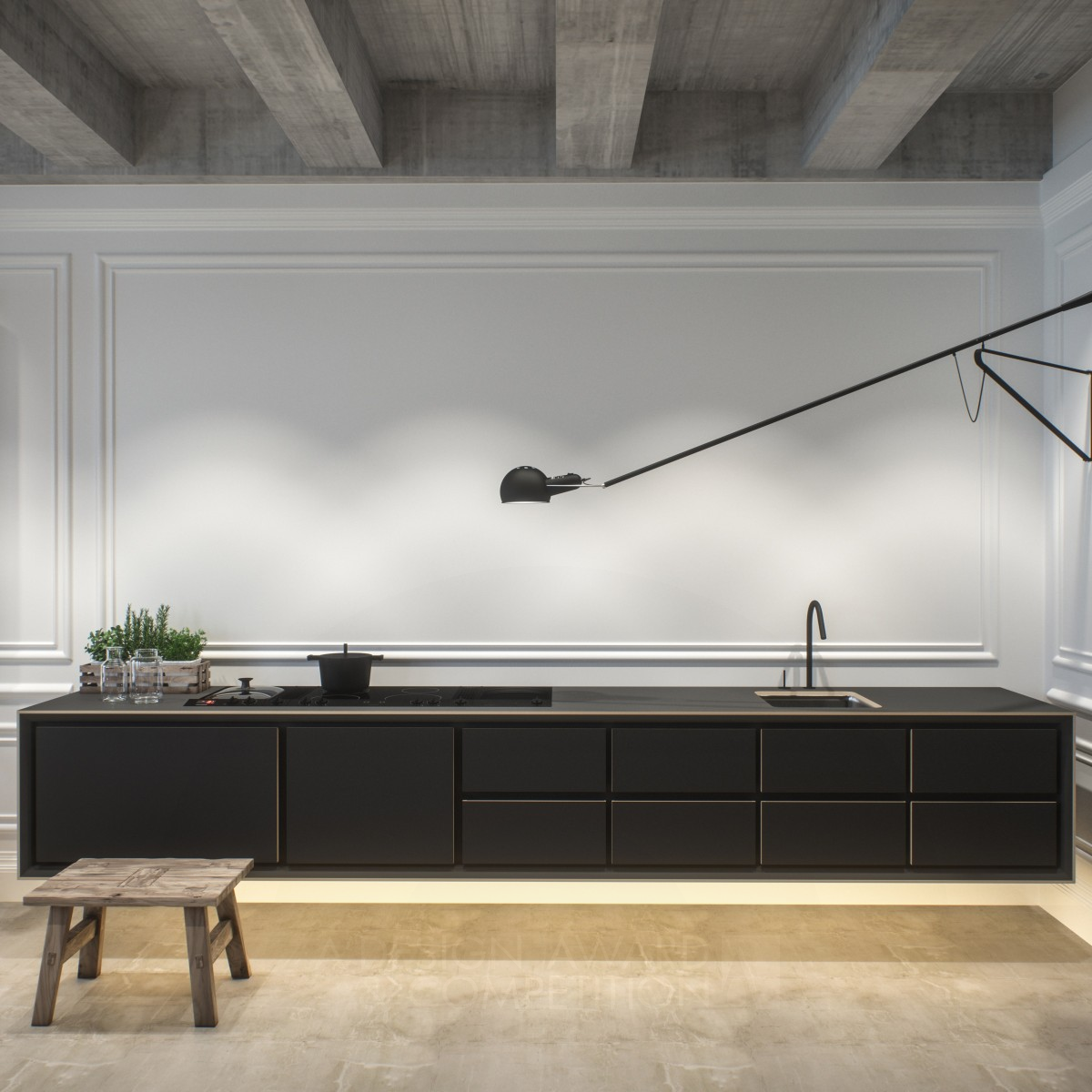 the frame Kitchen by Robert G-Wrkbnch Bronze Furniture Design Award Winner 2018 