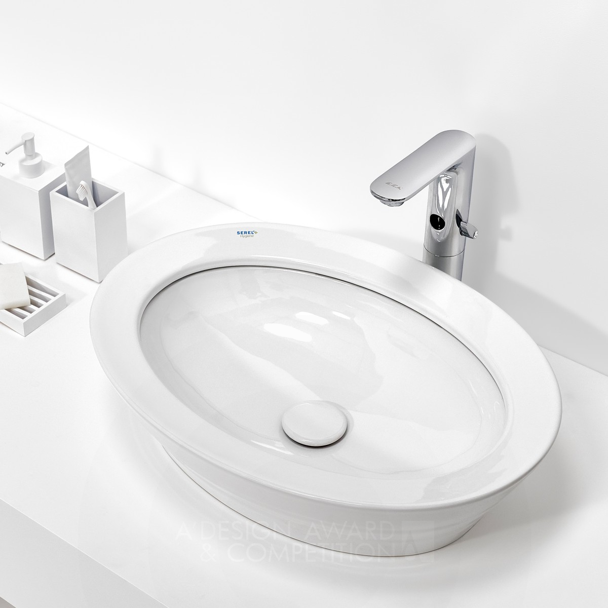 Serel Poseidon Oval Washbasin Self-Cleaning by Serel Design Team Silver Bathroom Furniture and Sanitary Ware Design Award Winner 2018 