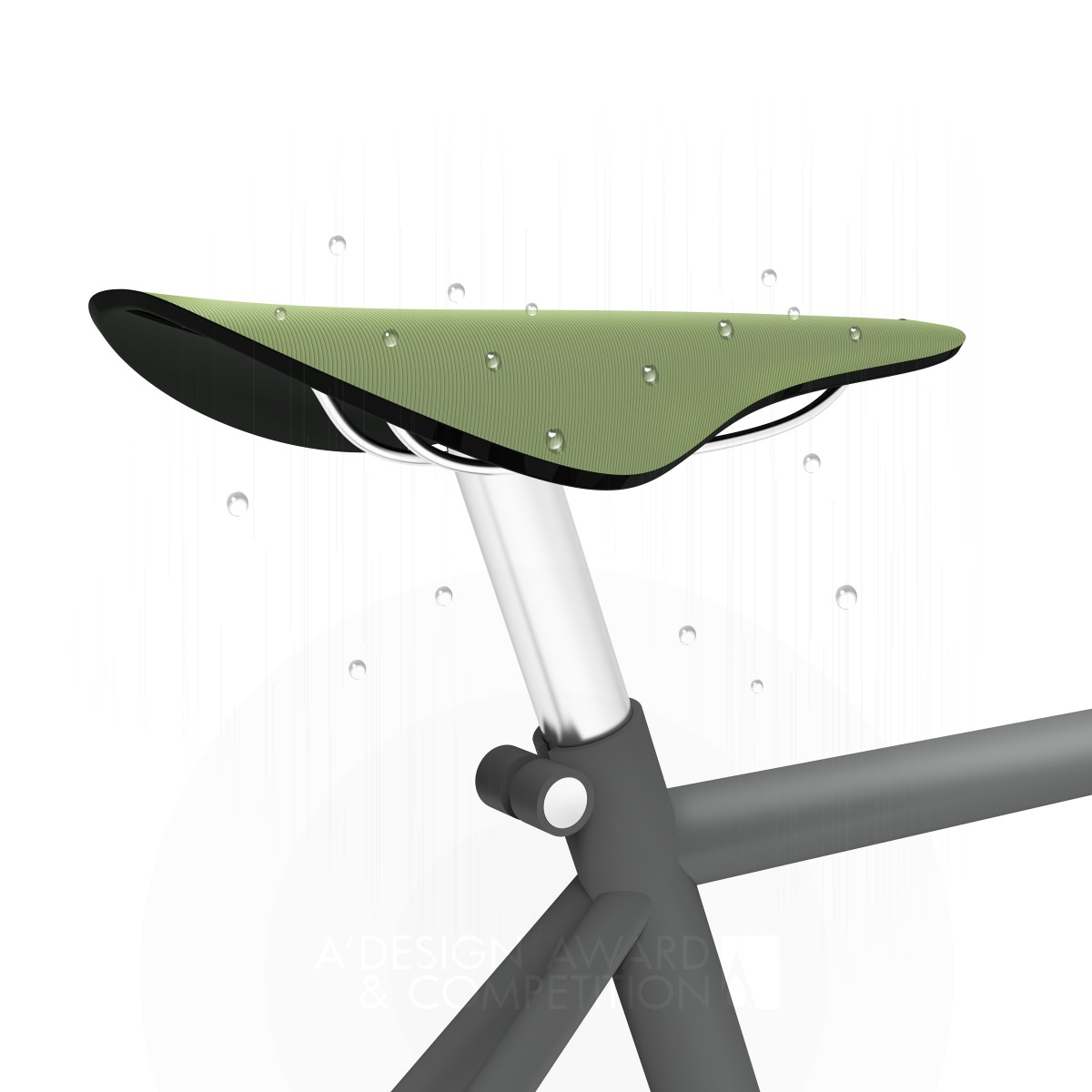 Folium Water repellant bicycle saddle by Brook S. Kennedy Silver Idea and Conceptual Design Award Winner 2018 