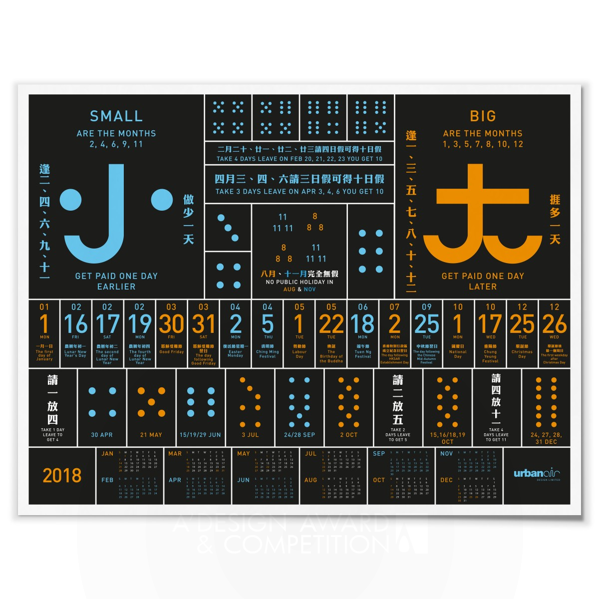 Big or Small Poster Calendar by Ng Wai Ming Chris Silver Graphics, Illustration and Visual Communication Design Award Winner 2018 