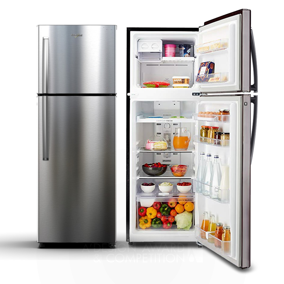 Whirlpool NeoFresh No Frost Refrigerator Double Door Frost Free Refrigerator by Chandradhar S Rathore and Pritam Sarkar Silver Home Appliances Design Award Winner 2021 