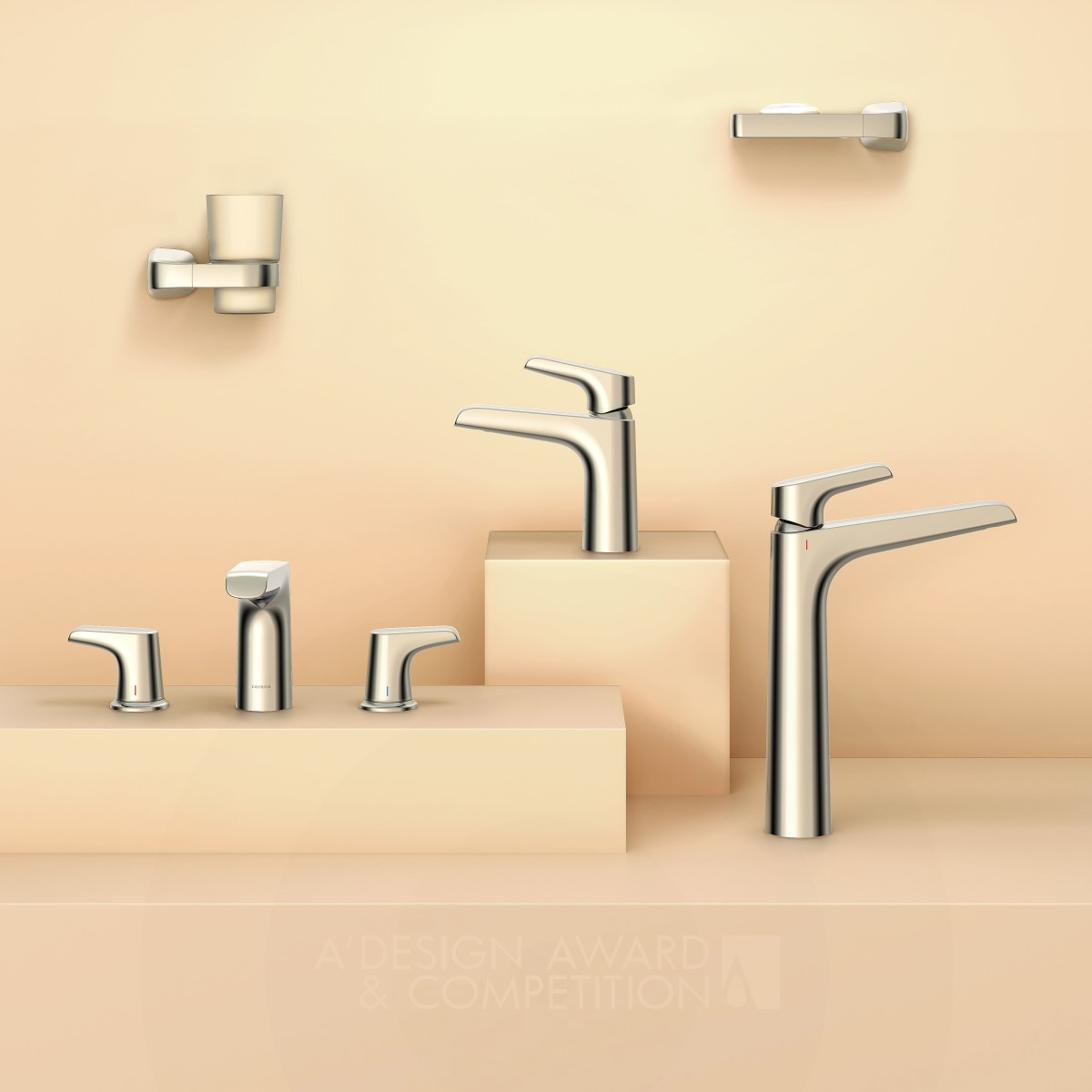 Cascade Collection Faucets and Accesories by Corona Design Team and Gro Design Studio Golden Bathroom Furniture and Sanitary Ware Design Award Winner 2019 