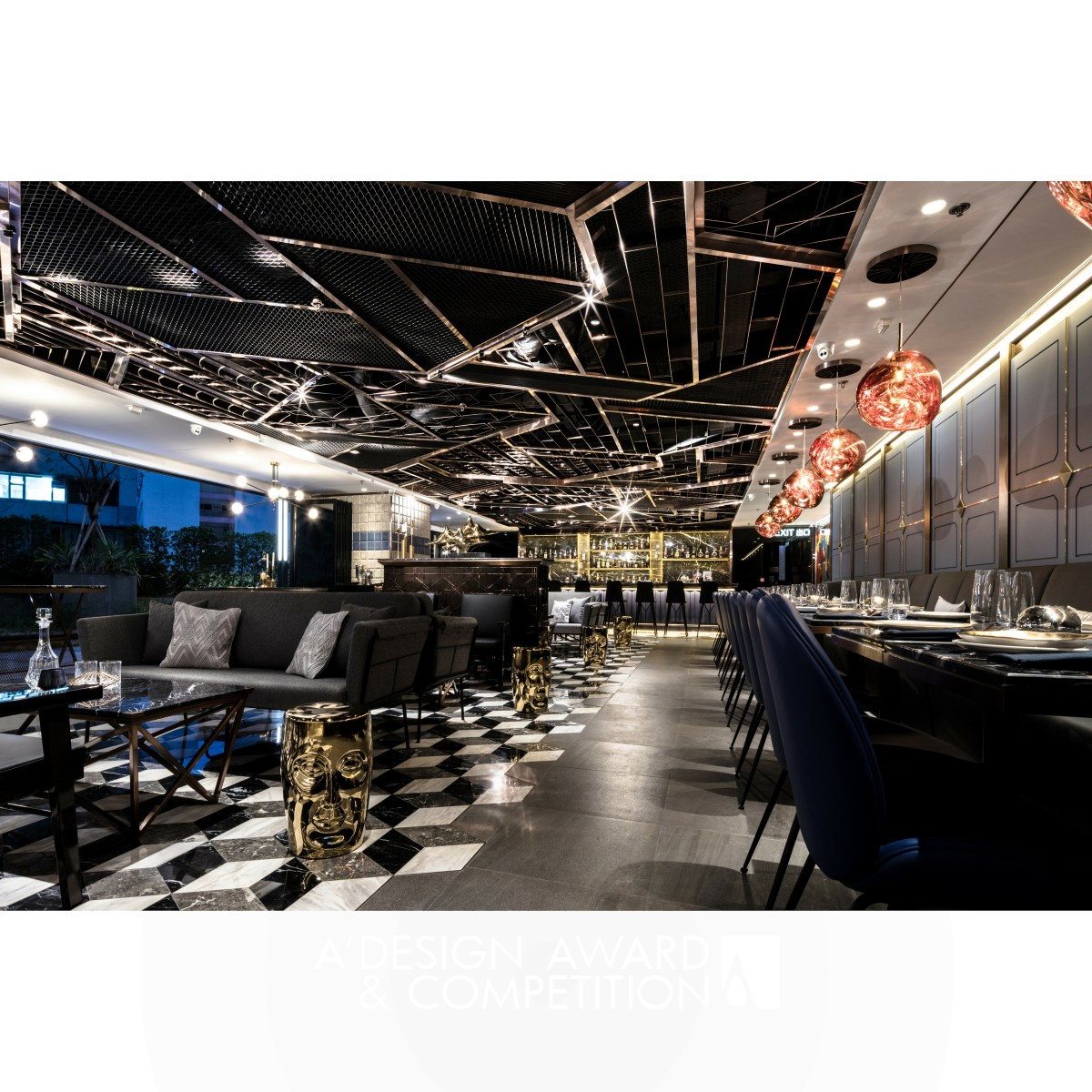 Cozi Lounge Restaurant by ARTTA Concept Studio Bronze Interior Space and Exhibition Design Award Winner 2019 