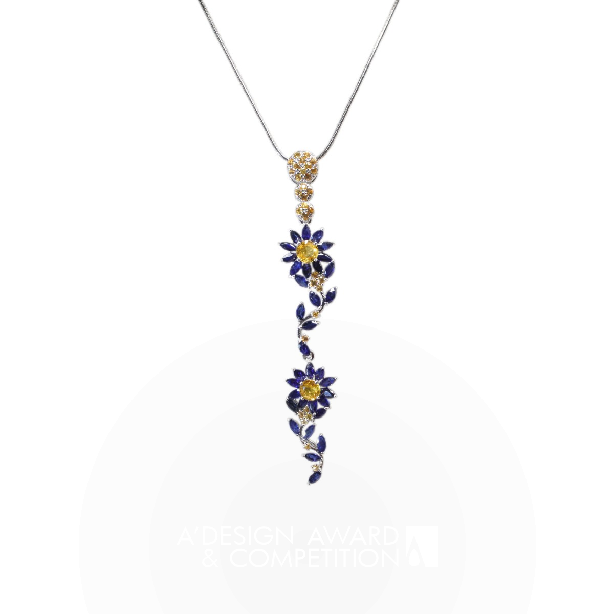 Blue Daisy Multifunctional Pendant  by Teong Yan Ni Iron Jewelry Design Award Winner 2019 