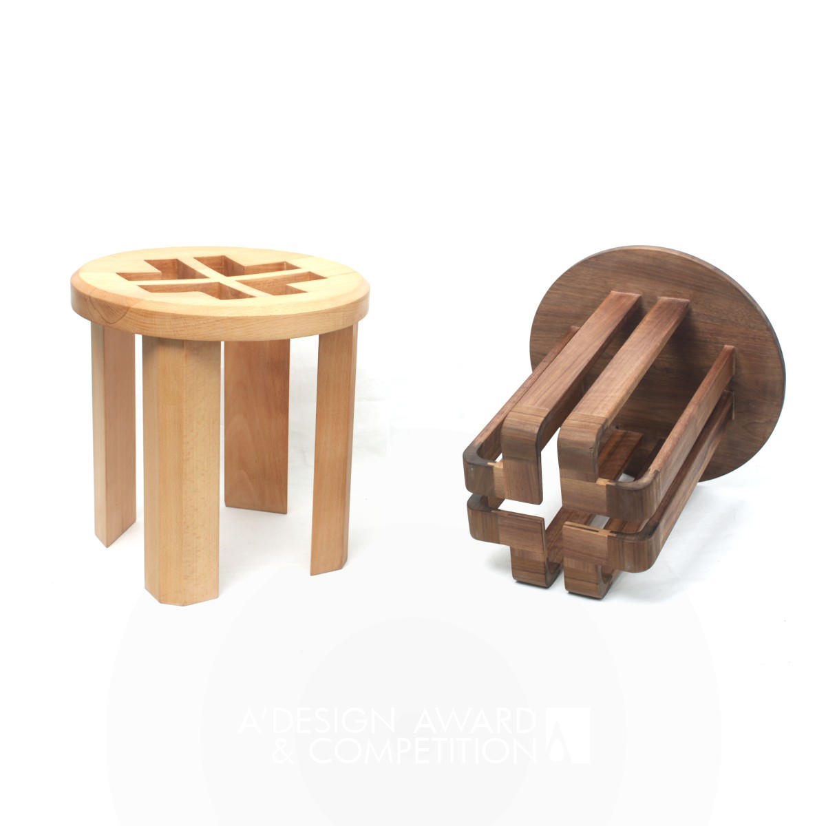 Folded Window Pattern Two-in-One Folded Stool by Lilin Jiao Iron Furniture Design Award Winner 2019 