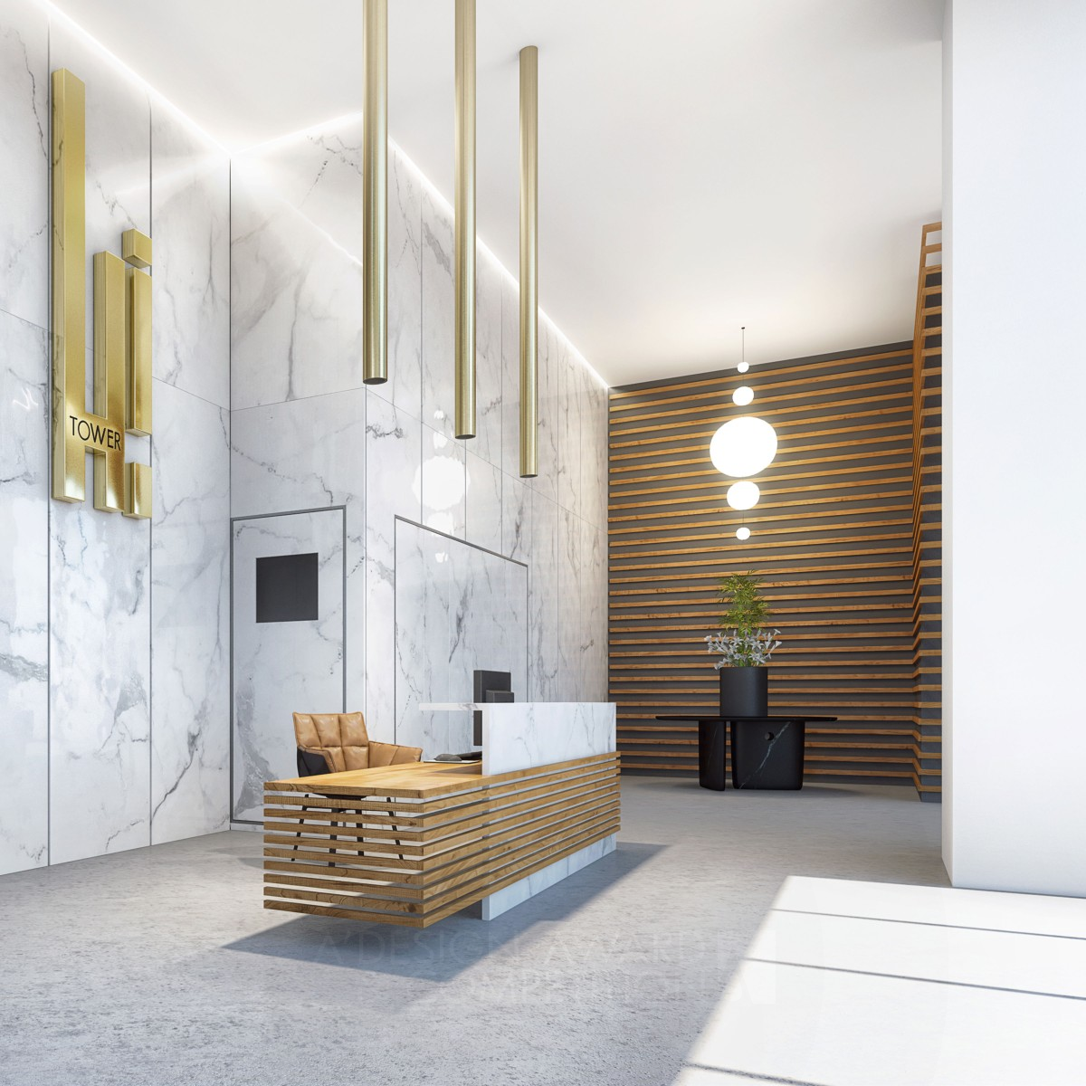 Hi Tower Lobby by Sigal Zaburof Bronze Interior Space and Exhibition Design Award Winner 2019 