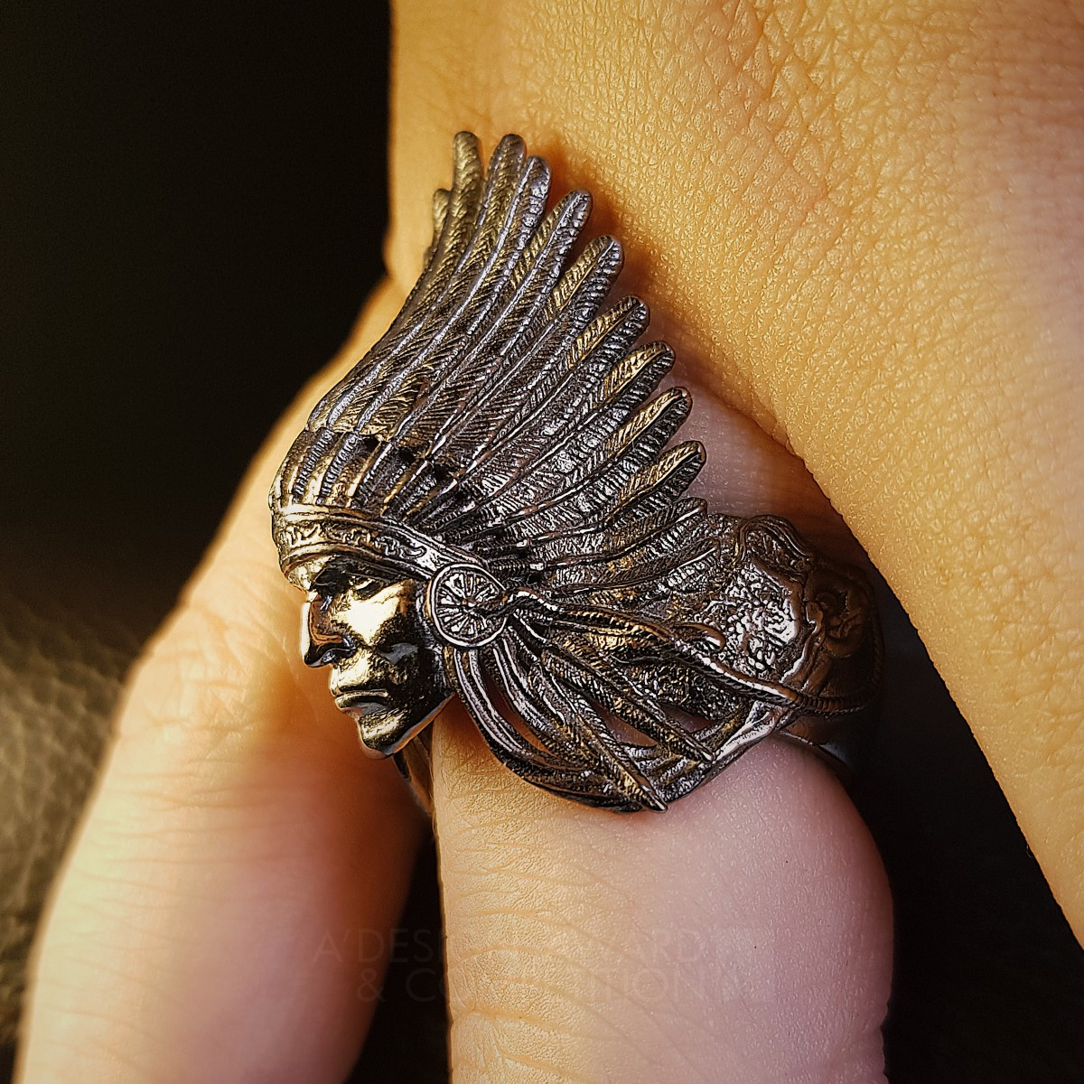 American Red Indian Chief Sterling Silver Ring by Andrew Lam Iron Jewelry Design Award Winner 2019 