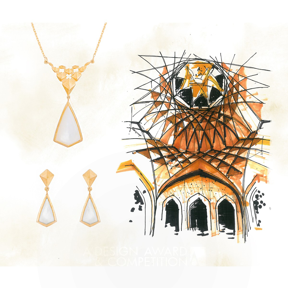 Dolatabad Garden Necklace and Earrings by Somayeh Kianpour Bronze Jewelry Design Award Winner 2019 