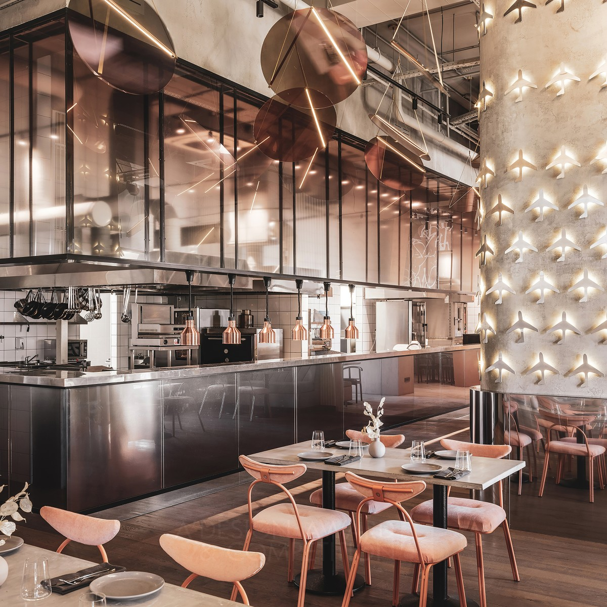 Polyot Restaurant by Julien Albertini and Alina Pimkina Platinum Interior Space and Exhibition Design Award Winner 2020 