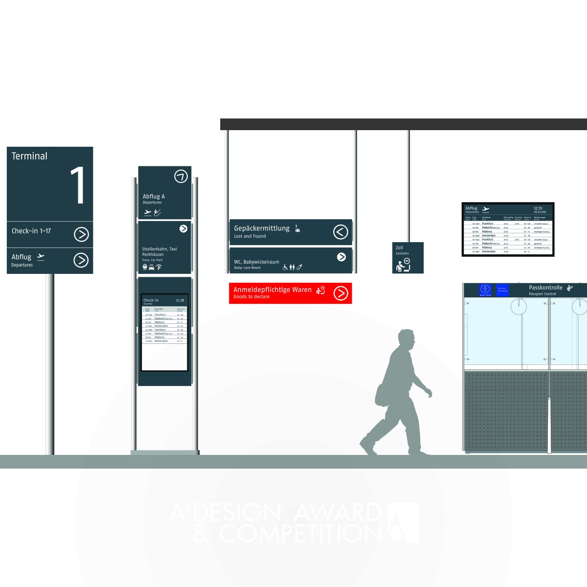 Airport Bremen Wayfinding System by Thomas Geissert Silver Graphics, Illustration and Visual Communication Design Award Winner 2020 