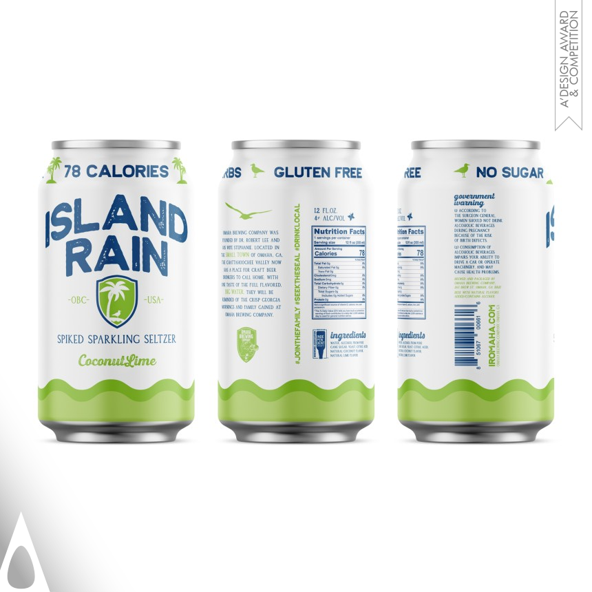 Island Rain Spiked Sparkling Seltzer - Bronze Packaging Design Award Winner