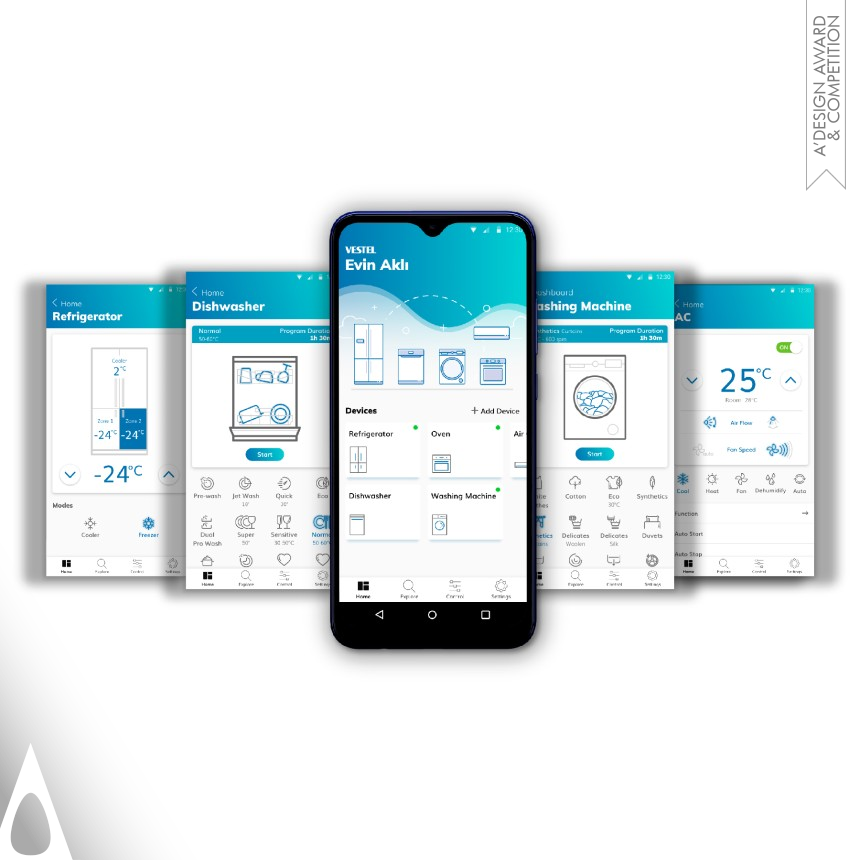 Silver Interface, Interaction and User Experience Design Award Winner 2021 Vestel Evin Akli Smart Home Mobile Application 