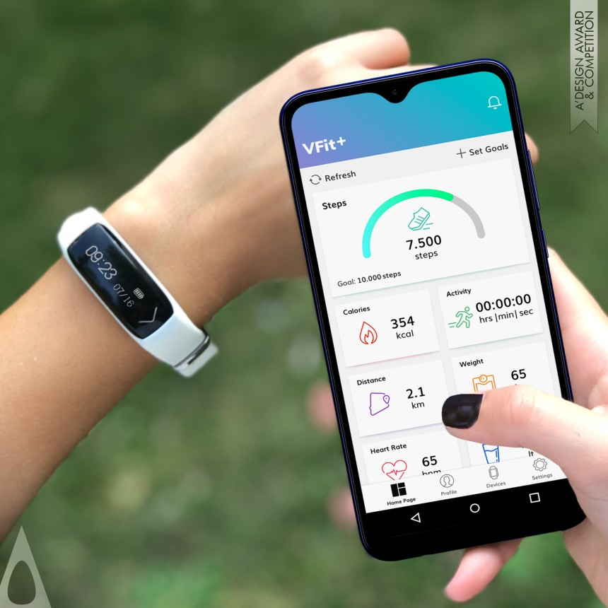 Golden Interface, Interaction and User Experience Design Award Winner 2021 VFit+ Well-being App 