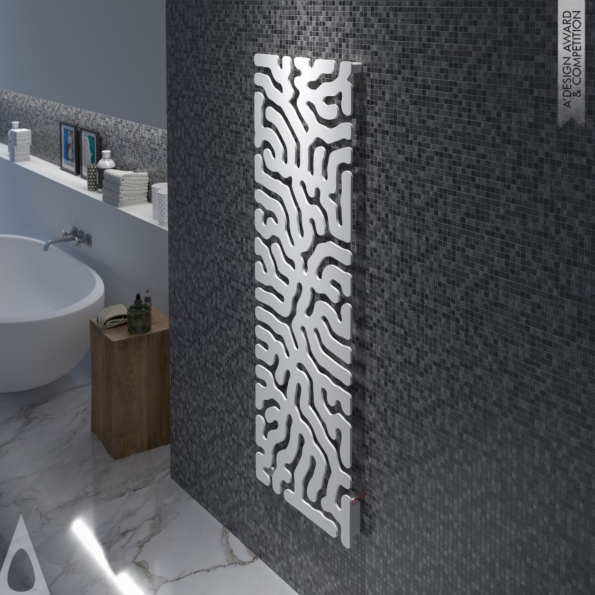 Silver Bathroom Furniture and Sanitary Ware Design Award Winner 2022 Coral Electric Radiator 