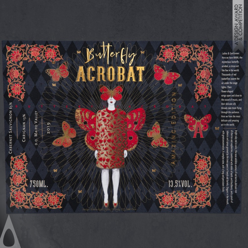 Ximena Ureta's Butterfly Acrobat Wine Packaging