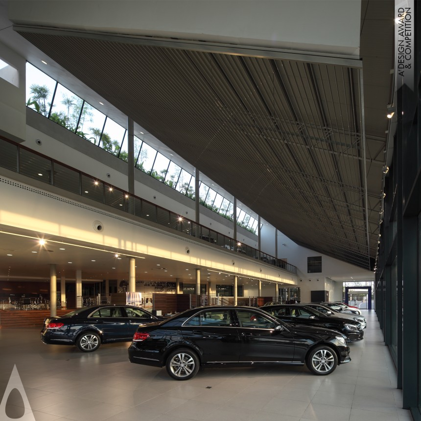 Bronze Architecture, Building and Structure Design Award Winner 2022 Mercedes Benz Center Vehicle Showroom And Service Center 