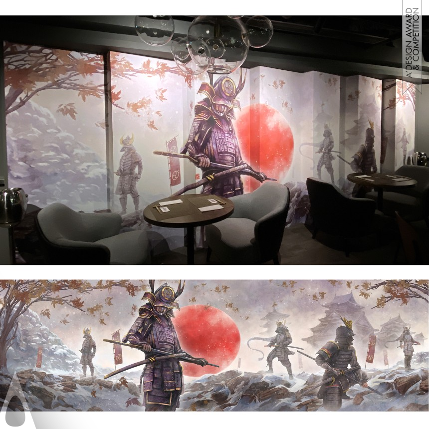 Iron Graphics, Illustration and Visual Communication Design Award Winner 2022 Five Samurai Digital Mural Painting 