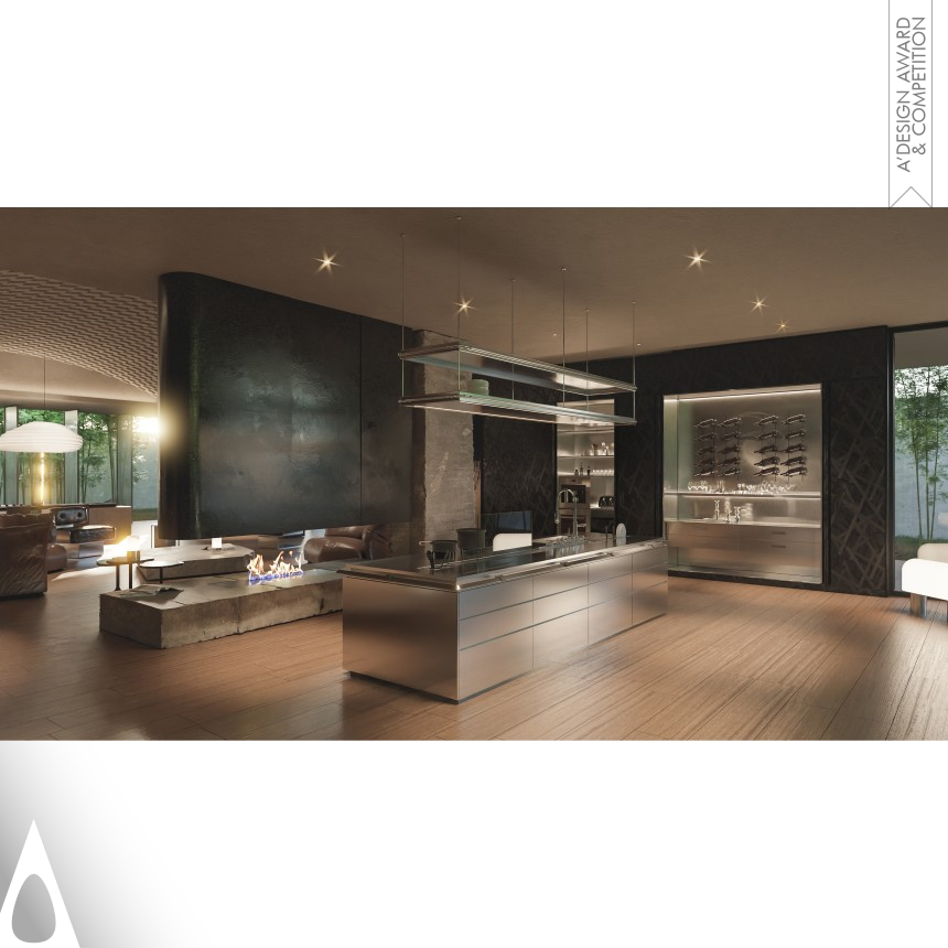 HD Mengyin Black Golden Kitchen Cabinet