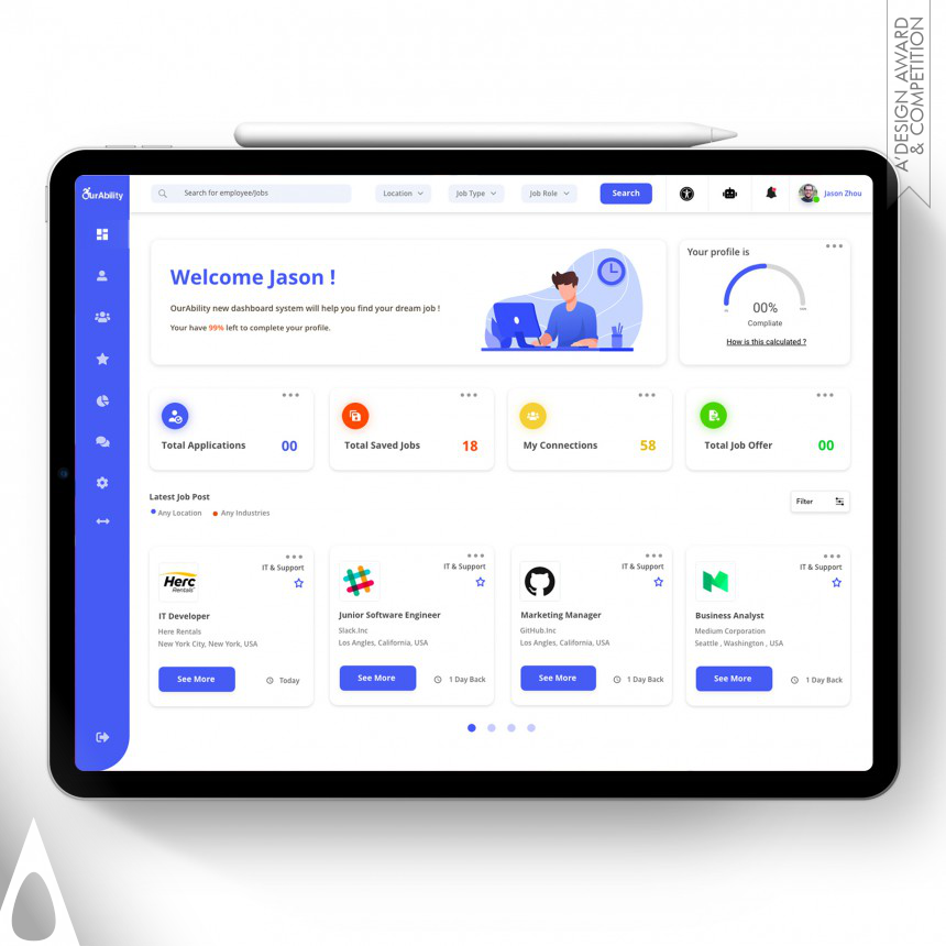 Ourability Connect Dashboard designed by Zilin Zhou