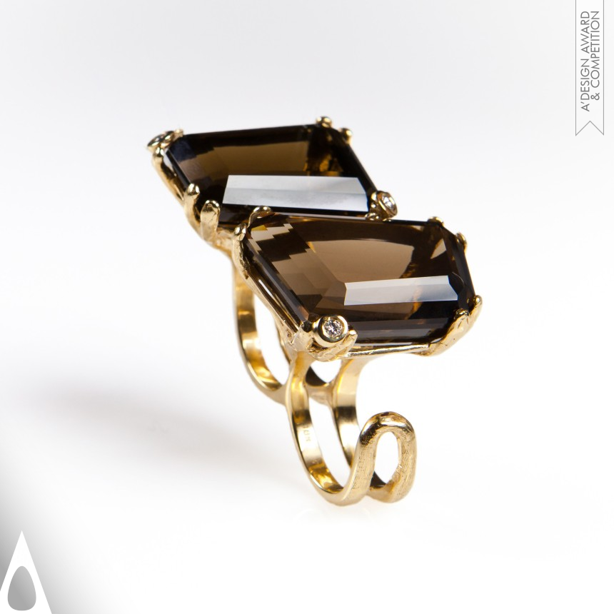 Golden Jewelry Design Award Winner 2012 Asymmetrics + Diamonds Double Ring 