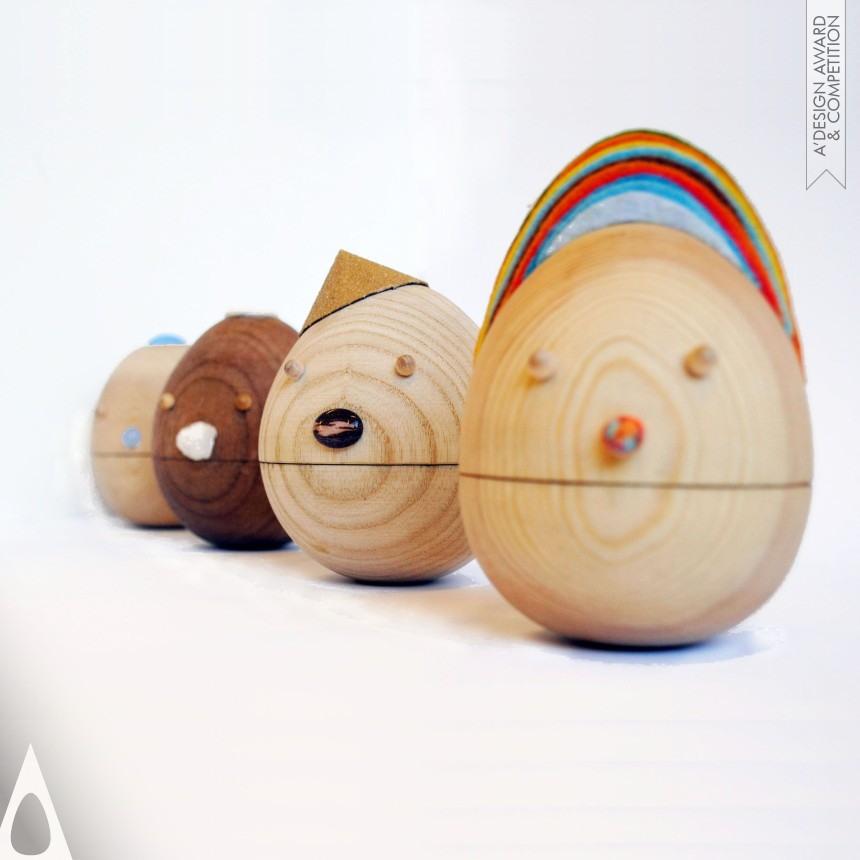 Silver Toys, Games and Hobby Products Design Award Winner 2014 Roly Poly" Contentment "  Roly Poly, movable wooden toys,  