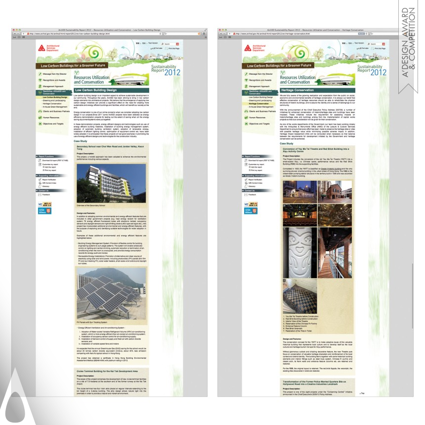 Bronze Website and Web Design Award Winner 2014 Chris Ng Online Sustainability Report 