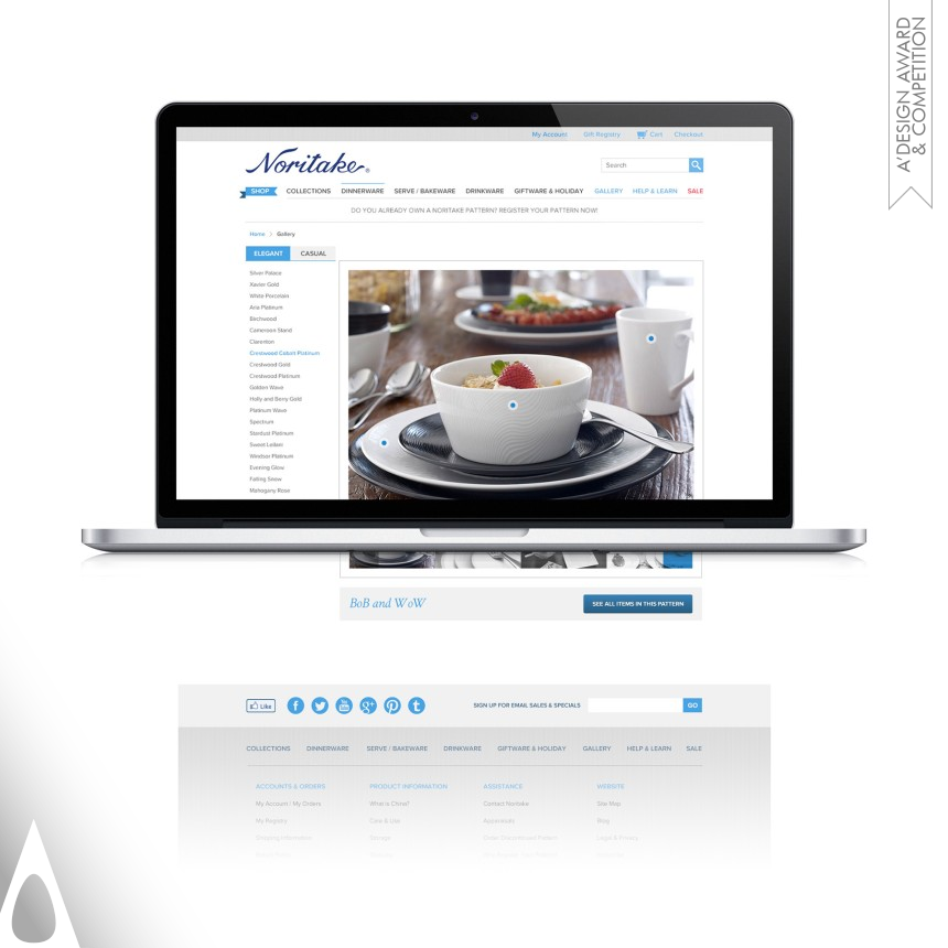 Noritake - Bronze Website and Web Design Award Winner