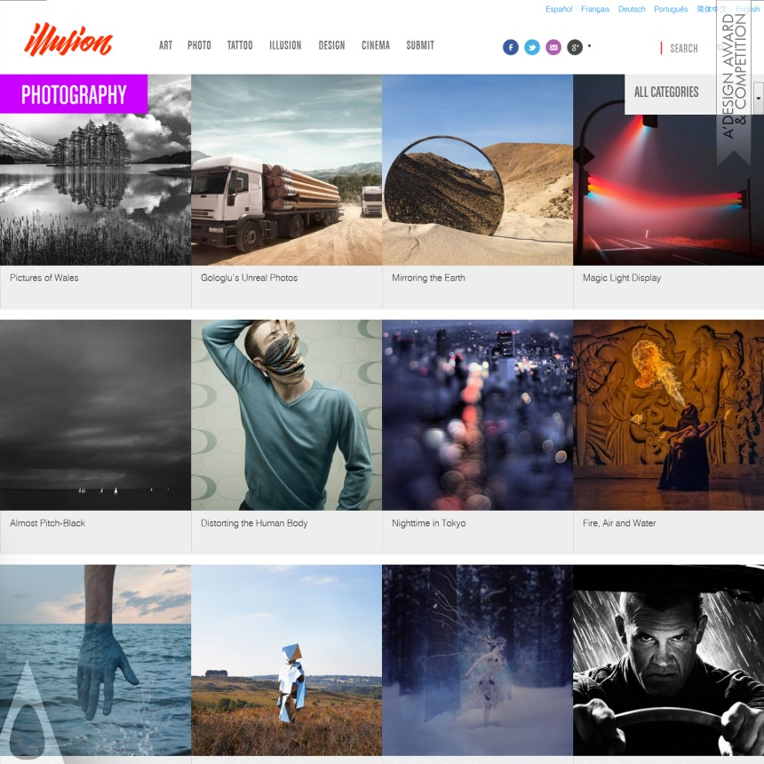 Platinum Digital and Broadcasting Media Design Award Winner 2014 Illusion Website 