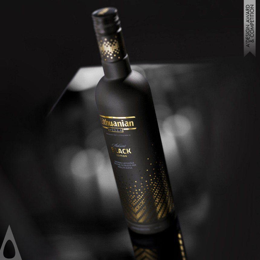 Golden Packaging Design Award Winner 2014 Lithuanian vodka Gold. Black Edition Bottle decor 