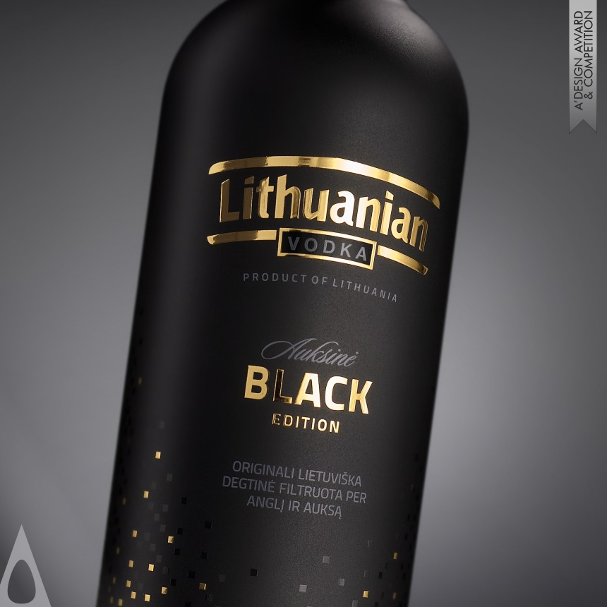 Studija Creata's Lithuanian vodka Gold. Black Edition Bottle decor