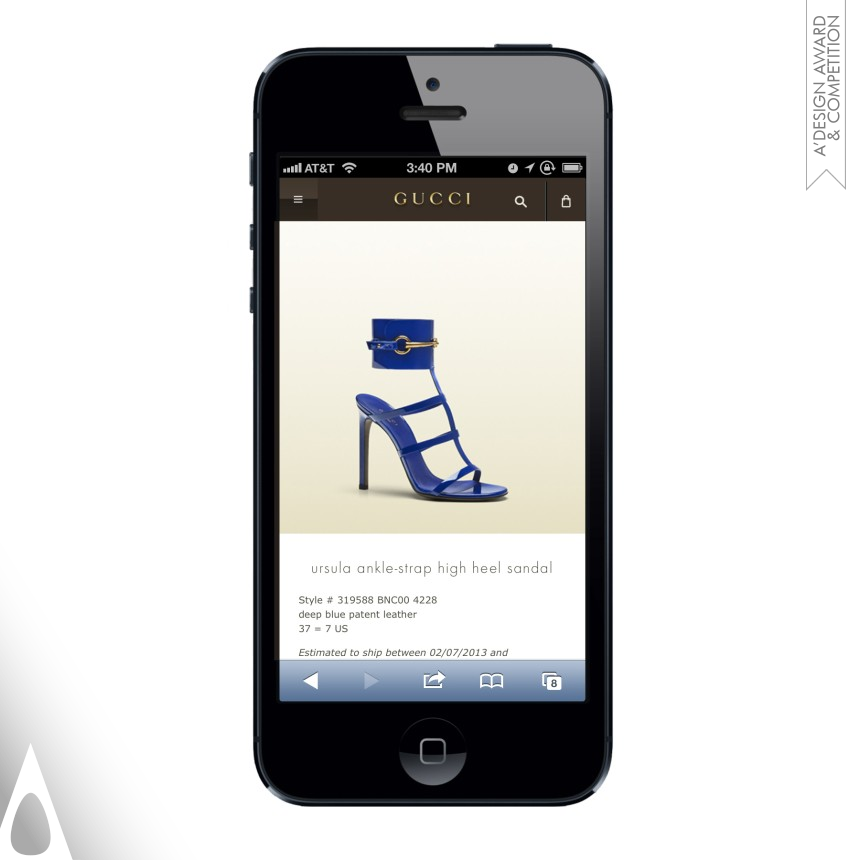 Golden Mobile Technologies, Applications and Software Design Award Winner 2014 Gucci's Mobile Website Mobile website 