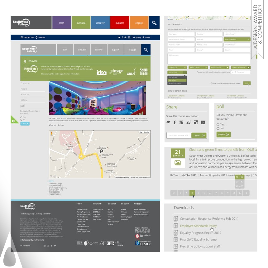 South West College - Golden Website and Web Design Award Winner