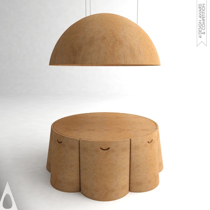 Bronze Furniture Design Award Winner 2015 Ayers Cork Table, chair, luminaire. 