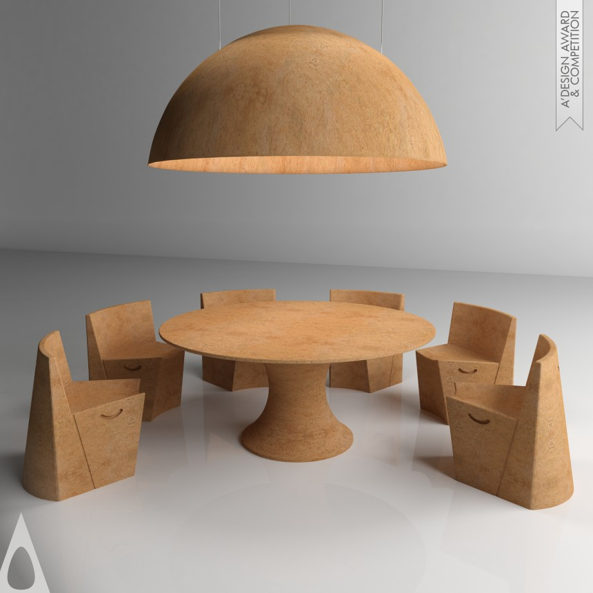 Albertina Oliveira's Ayers Cork Table, chair, luminaire.