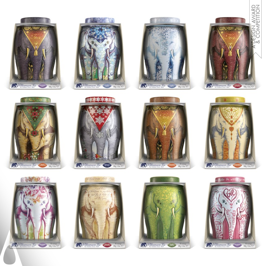 Williamson Tea Elephant Caddies designed by Springetts Brand Design Consultants