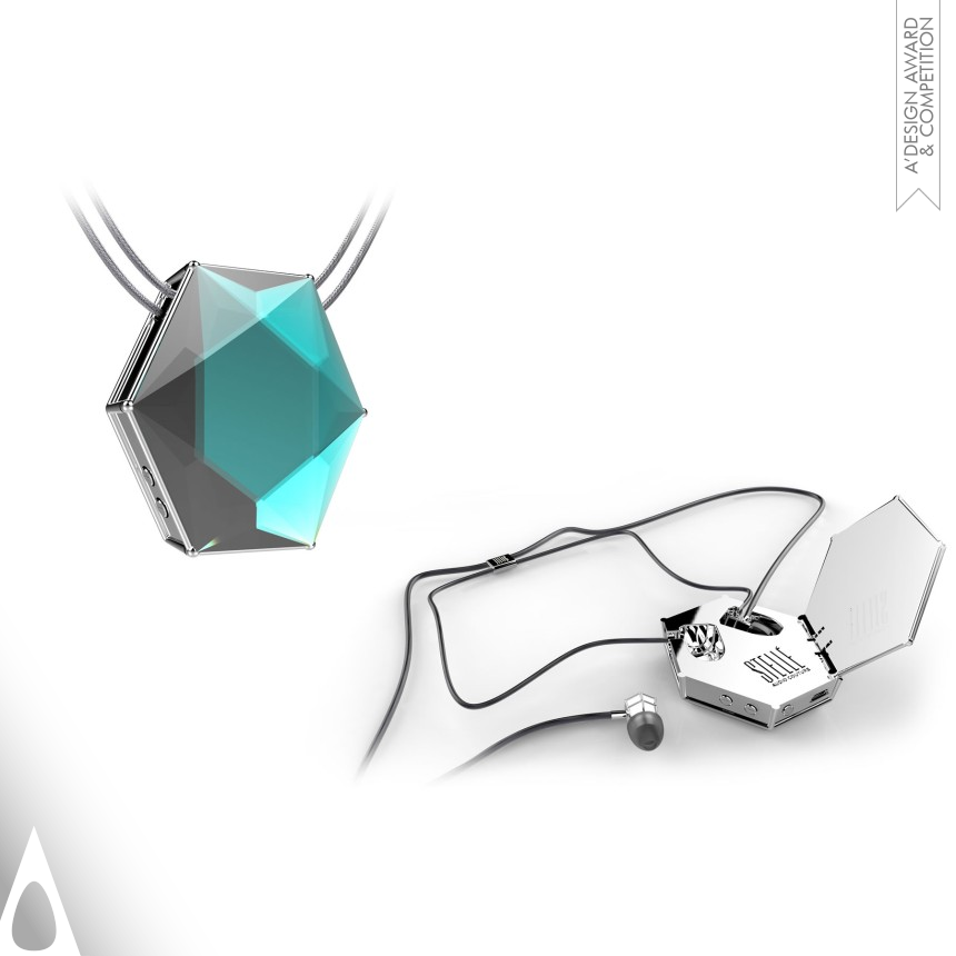 Stellé Audio Wireless Earbud Locket™ - Silver Digital and Electronic Device Design Award Winner