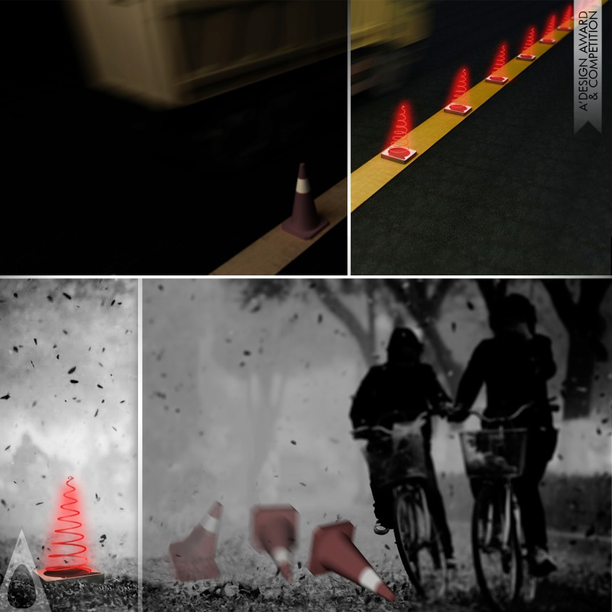 Wang Yuhui's Dynamic Traffic Cone Roadblock, lighting, reminderlight