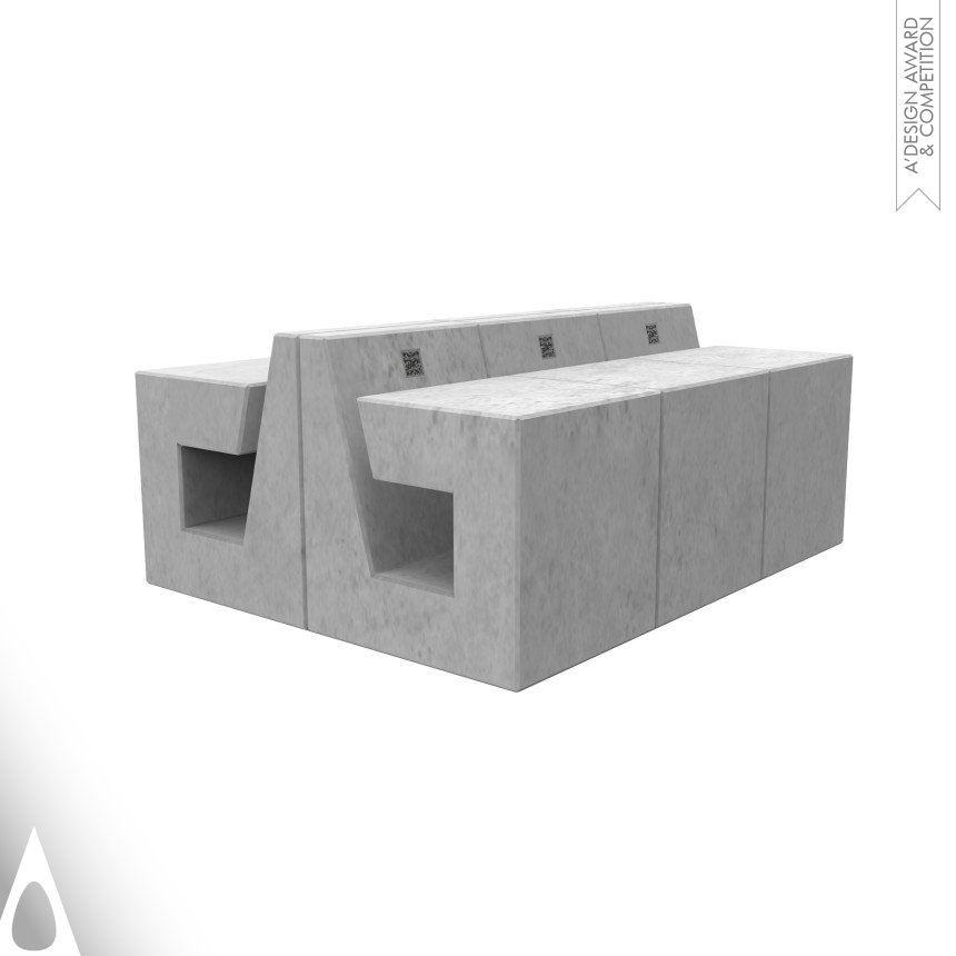 Silver Social Design Award Winner 2016 B-Shape Concrete Public Seating 