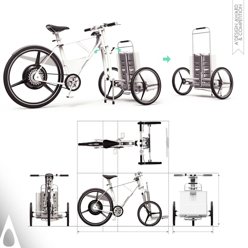 Silver Vehicle, Mobility and Transportation Design Award Winner 2016 Cargob Urban Eco-Bicycle Two in one eco-bike 