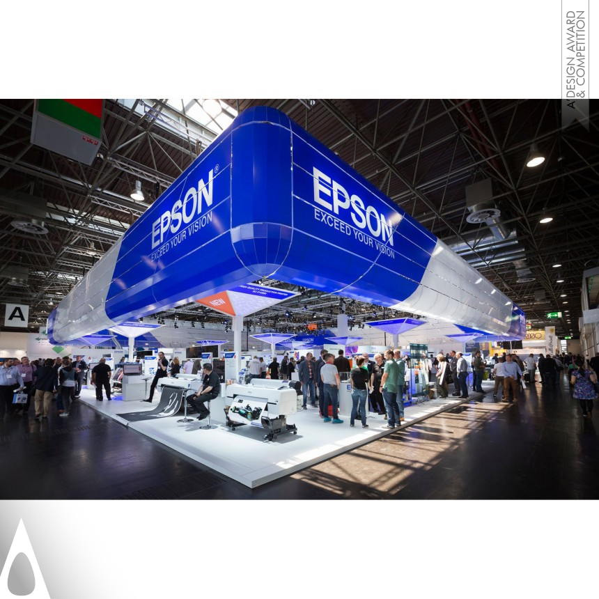 Golden Interior Space and Exhibition Design Award Winner 2017 EPSON Europe at Drupa 2016 Exhibition stand 