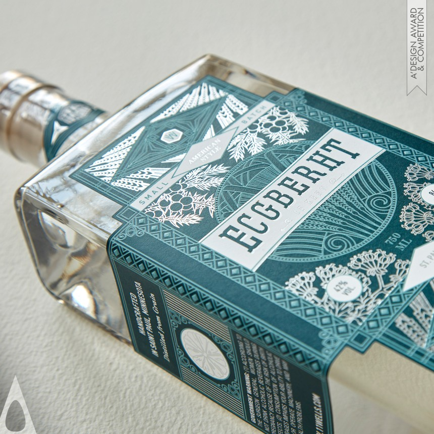 Golden Packaging Design Award Winner 2017 Ecgberht of Kent Gin Label Design 