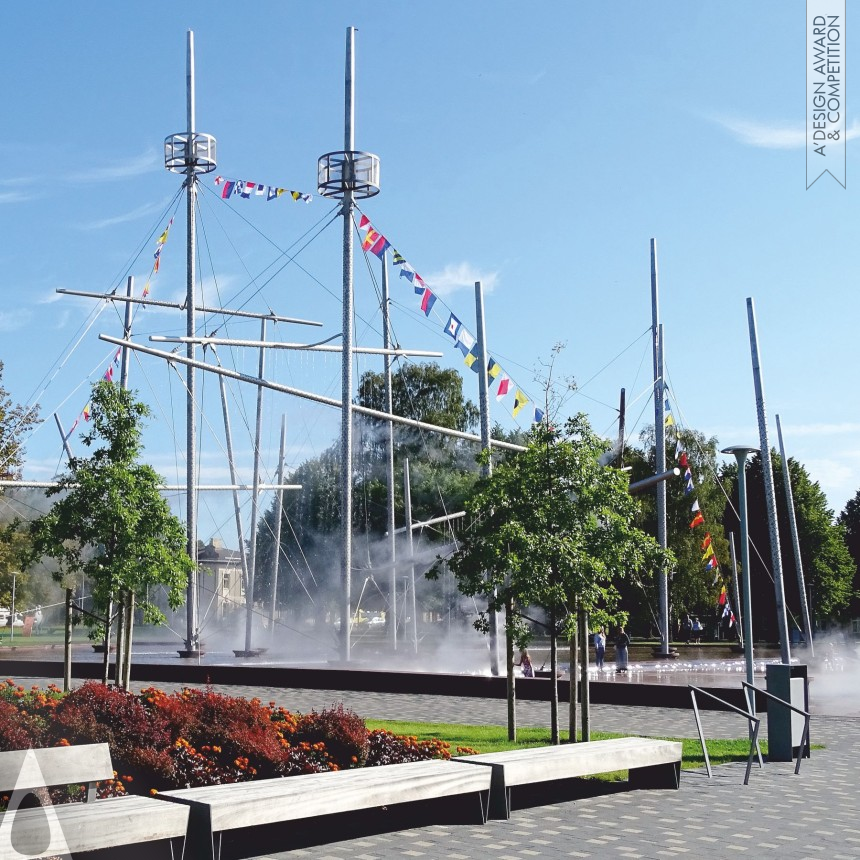 Fountain "Frigate Wallfisch" and outdoor design of Lielais Square David Cook design