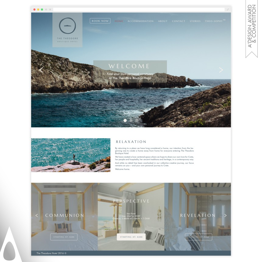 Silver Website and Web Design Award Winner 2017 The Theodore Website 