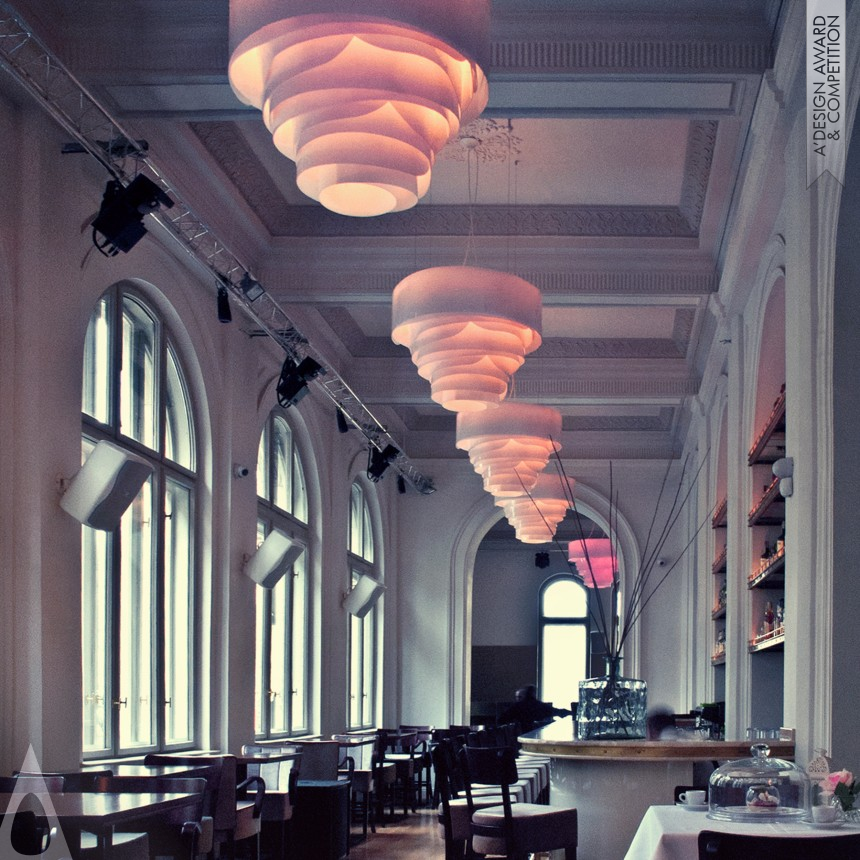 Rose Sofia Light Installation - Bronze Lighting Products and Fixtures Design Award Winner