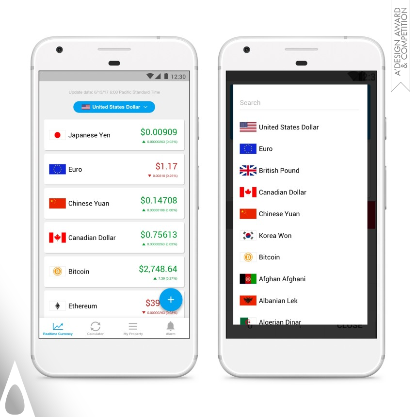 Bronze Mobile Technologies, Applications and Software Design Award Winner 2018 Owl Currency Exchange rate viewer 