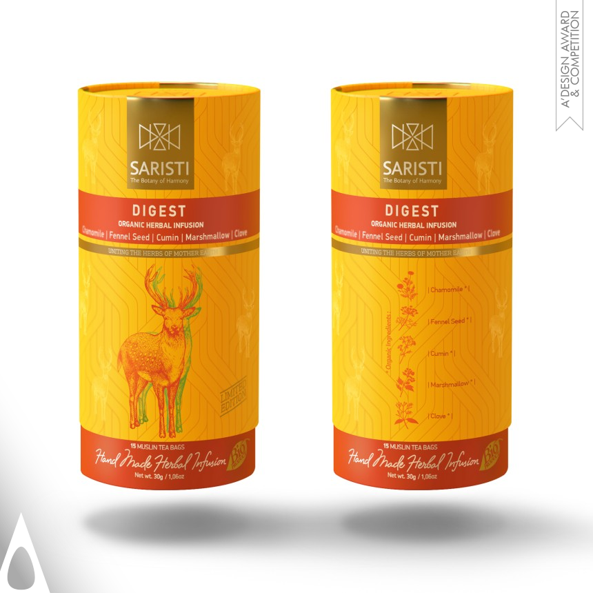 Silver Packaging Design Award Winner 2018 SARISTI Dry tea packaging 